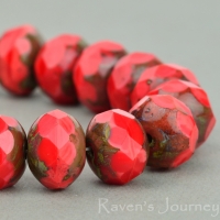 Rondelle (9x6mm) Red Orange Mix Opaque with Picasso