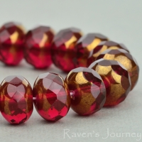 Rondelle (9x6mm) Fuchsia Transparent with Bronze