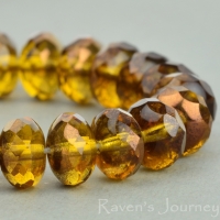 Rondelle (9x6mm) Amber Transparent with Bronze