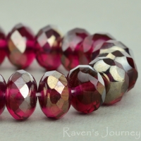 Rondelle (9x6mm) Fuchsia Transparent with Bronze White