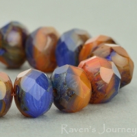 Rondelle (9x6mm) Cobalt Orange Mix Opaque Transparent with Picasso