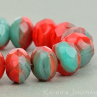 Rondelle (9x6mm) Orange Turquoise Mix Opaque-osx