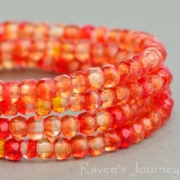 Rondelle (3x2mm) Ruby transparent and Amber Transparent Mix