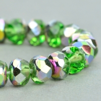 Rondelle (5x3mm) Emerald Green Transparent with Vitrail Finish