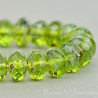 Rondelle (7x5mm) Olivine Transparent with Picasso