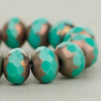 Rondelle (7x5mm) Turquoise Opaque with Bronze Finish