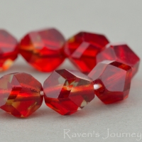 Nugget Cut (8mm) Ruby Red Transparent and Topaz Transparent Mix