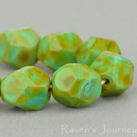 Nugget Cut (10mm) Turquoise Opaque with Picasso Finish