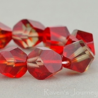 Nugget Cut (10mm) Ruby Red Transparent and Topaz Transparent Mix