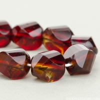 Spiral Faceted Round (10mm) Garnet Red and Topaz Mix Transparent