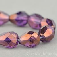 Faceted Drop (9x7mm) Amethyst Purple Transparent with Bronze
