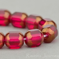 Cathedral Cut (7x6mm) Fuchsia Transparent with Bronze Finish