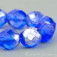 Round Faceted (8mm) Sapphire Transparent with Antiqued Silver Finish