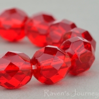 Round Faceted (8mm) Ruby Red Transparent