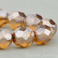 Round Faceted (8mm) Crystal Transparent with Topaz Luster