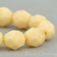Round Faceted (6mm) Ivory Opaque