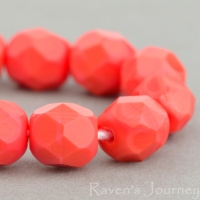 Round Faceted (6mm) Red Coral Opaque