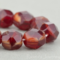 Round Faceted (6mm) Garnet Red Ivory Mix Transparent Opaque