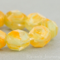 Round Faceted (6mm) Orange, Mint, Crystal Mix Transparent Opaque