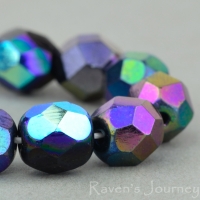 Round Faceted (6mm) Mixed Beads Purple Iris and AB Opaque