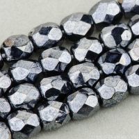 Round Faceted (4mm) Hematite Finish Opaque
