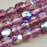 Round Faceted (4mm) Amethyst Transparent with AB 4