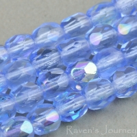 Round Faceted (4mm) Sapphire Blue Transparent with AB 3