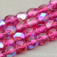 Round Faceted (4mm) Fuchsia Transparent with AB