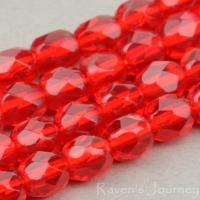 Round Faceted (4mm) Red Ruby Transparent