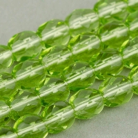 Round Faceted (4mm) Olivine Green Transparent