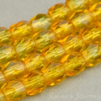 Round Faceted (4mm) Amber Green mix Transparent