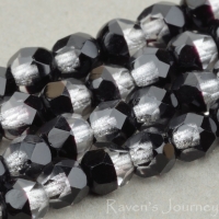 Round Faceted (4mm) Jet Crystal Mix Transparent Opaque