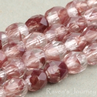 Round Faceted (4mm) Maroon Crystal Mix Transparent Opaque