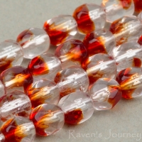 Round Faceted (4mm) Ruby Red Crystal Mix Transparent