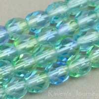 Round Faceted (4mm) Sapphire Blue Green Mix Transparent