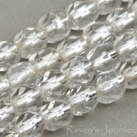 Round Faceted (4mm) Crystal Transparent with Silver Lining