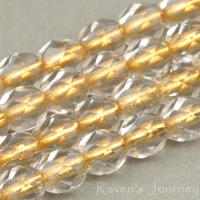 Round Faceted (4mm) Crystal Transparent with Bronze Lining