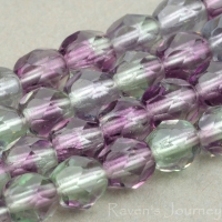 Round Faceted (4mm) Amethyst Tourmaline Green Mix Transparent