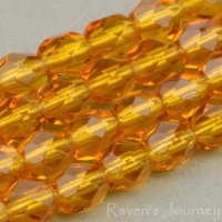 Round Faceted (4mm) Amber Transparent