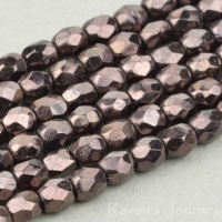 Round Faceted (3mm) Bronze Maroon Opaque