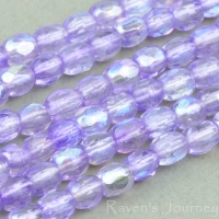 Round Faceted (3mm) Lavender Transparent with Luster AB