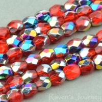 Round Faceted (3mm) Red Ruby Transparent with Vitrail