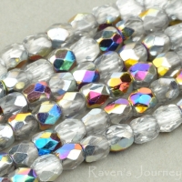 Round Faceted (3mm) Crystal Transparent with Vitrail