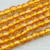 Round Faceted (3mm) Amber Transparent