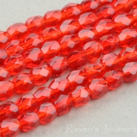 Round Faceted (3mm) Red Ruby Transparent