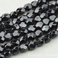 Round Faceted (3mm) Jet Opaque