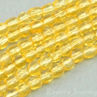 Round Faceted (3mm) Amber Transparent 3