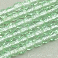Round Faceted (3mm) Green Tourmaline Transparent