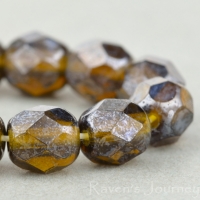 Round Faceted (5mm) Crystal Transparent with Brown Luster