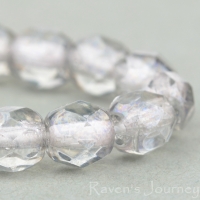 Round Faceted (5mm) Crystal Transparent with Grey Luster